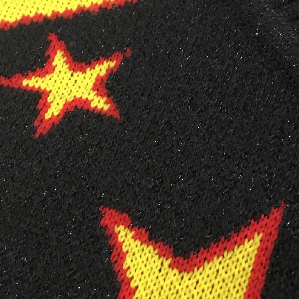 超美品】マークアンドロナ セーター 黒×イエロー 星総柄 Vネック ラメ