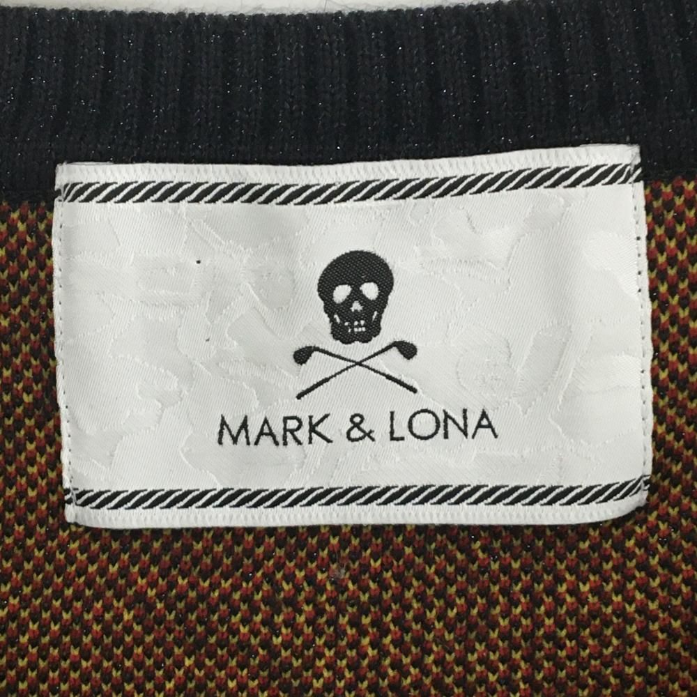 超美品】マークアンドロナ セーター 黒×イエロー 星総柄 Vネック ラメ