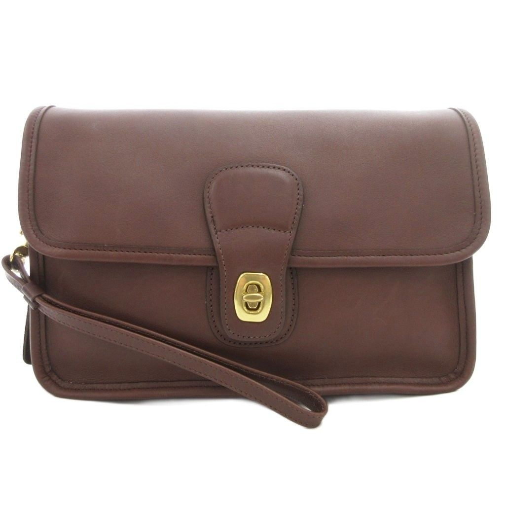 コーチ COACH 9832 オールドコーチ セカンドバッグ クラッチ ターンロック フラップ レザー 茶 ブラウン /GV GY18