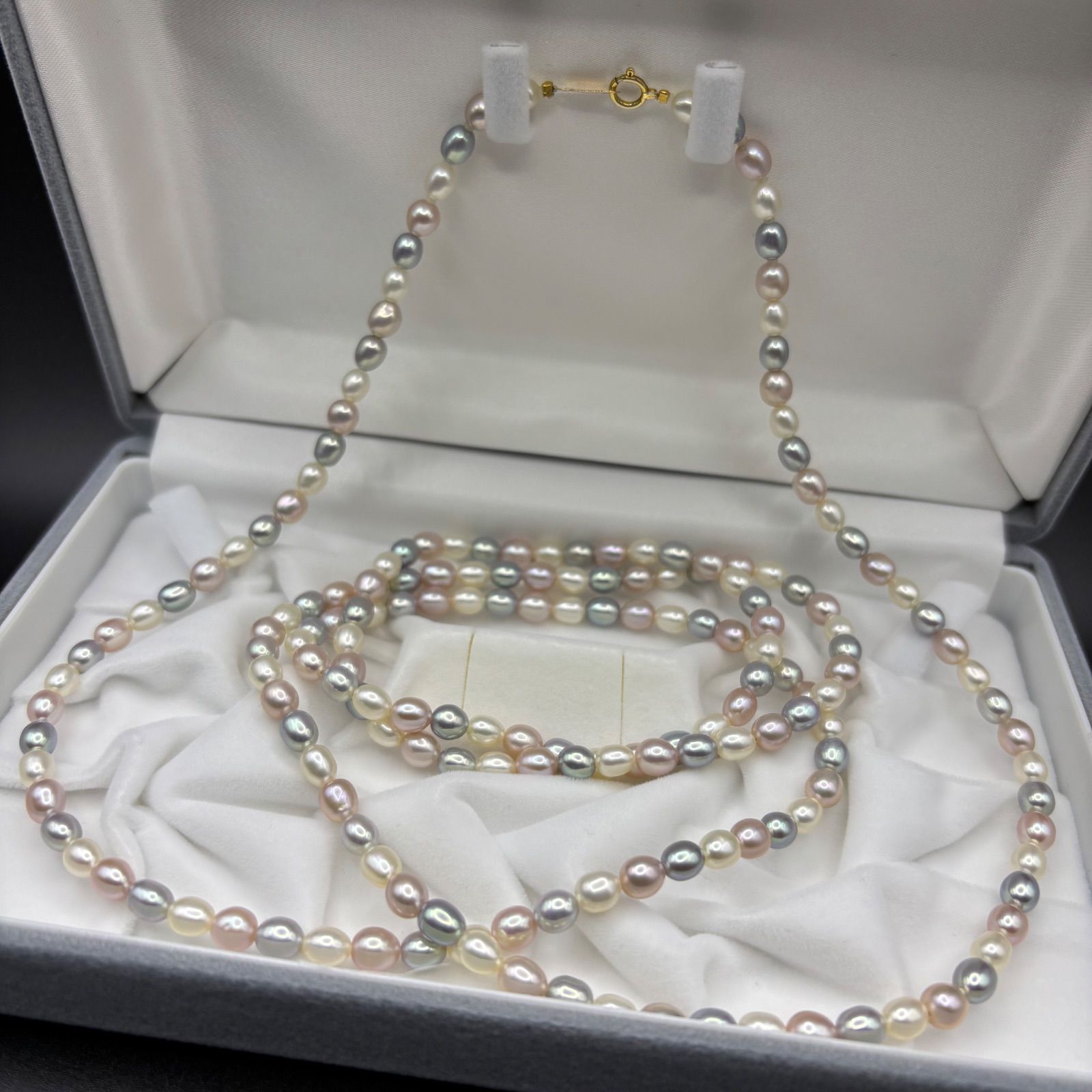 テリ強】本真珠 パール ネックレス K18 750 ゴールド金具 ロング 約5.2