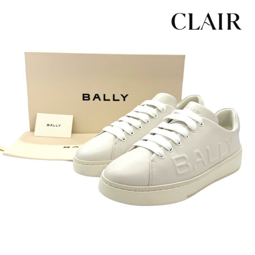 未使用品】 バリー メンズスニーカー エンボス加工 ホワイトレザー