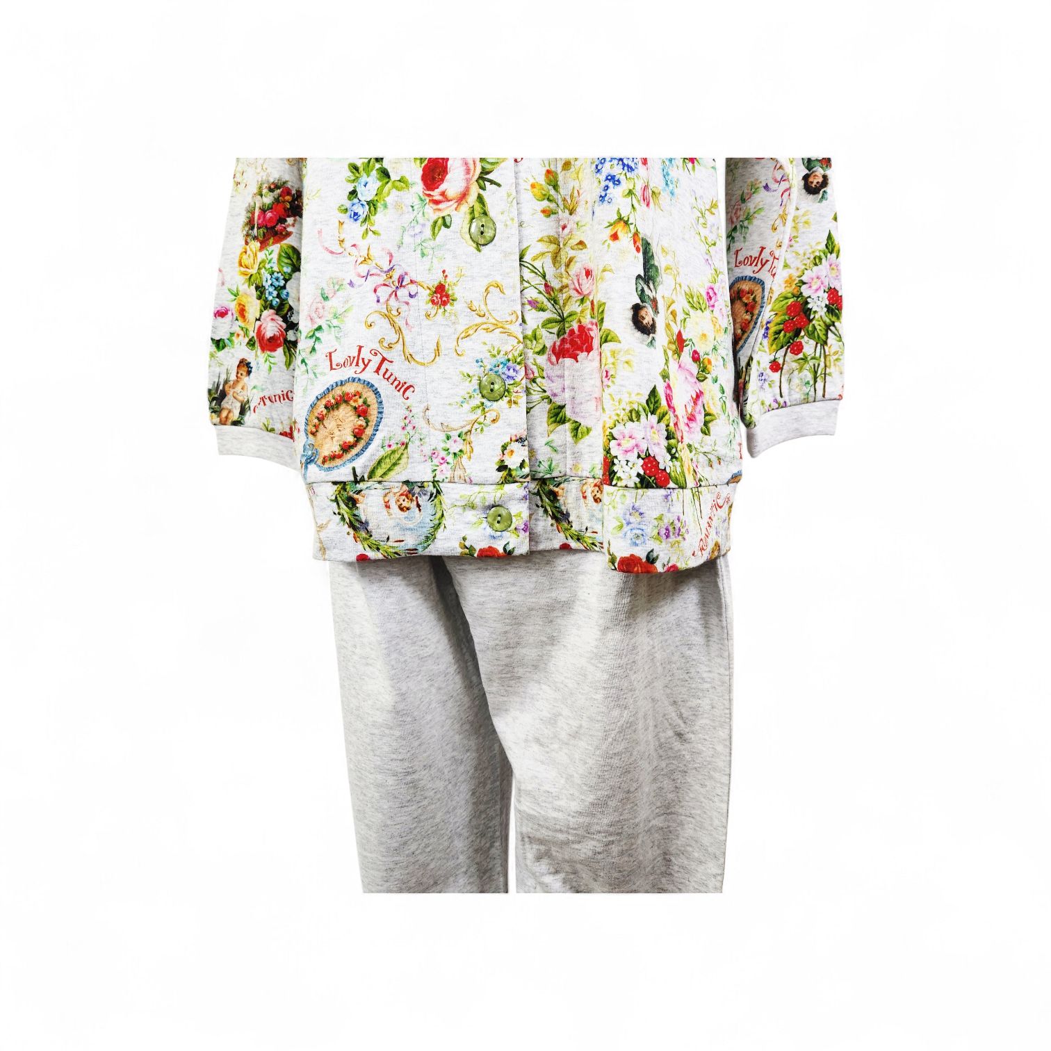 鴨居羊子パジャマ 新品未使用‼️TUNIC 長袖丸首 全開パジャマ 40接結