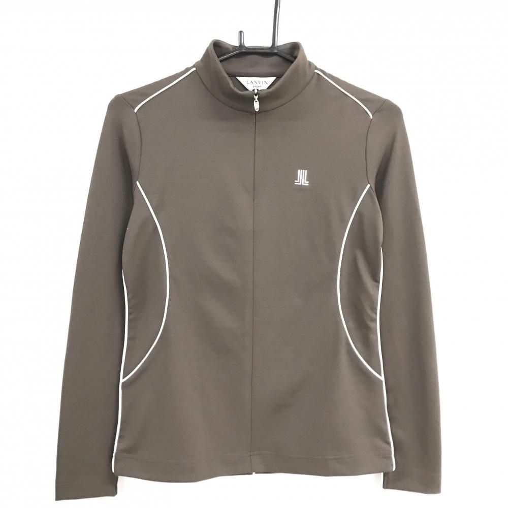 新品】ランバンスポール 長袖ハイネックシャツ ブラウン×白 ハーフ