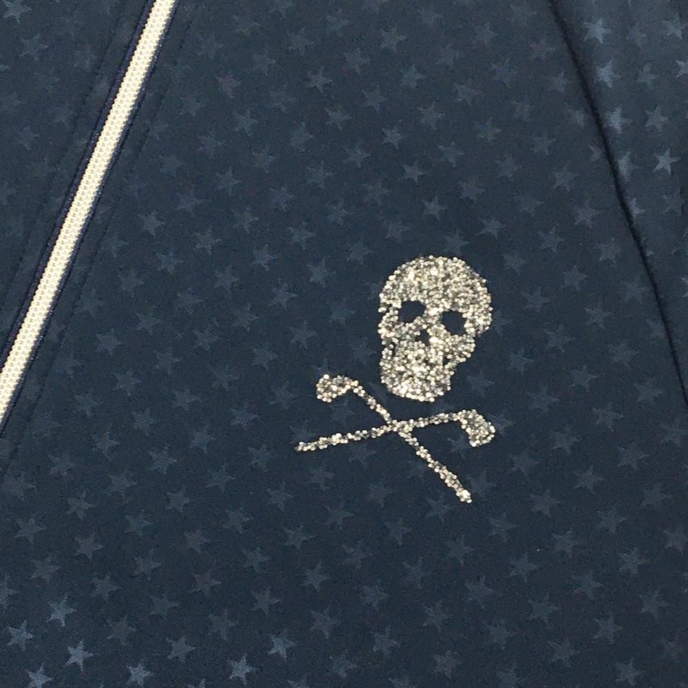超美品】マークアンドロナ ジャケットブルゾン ネイビー 星総柄 スカル