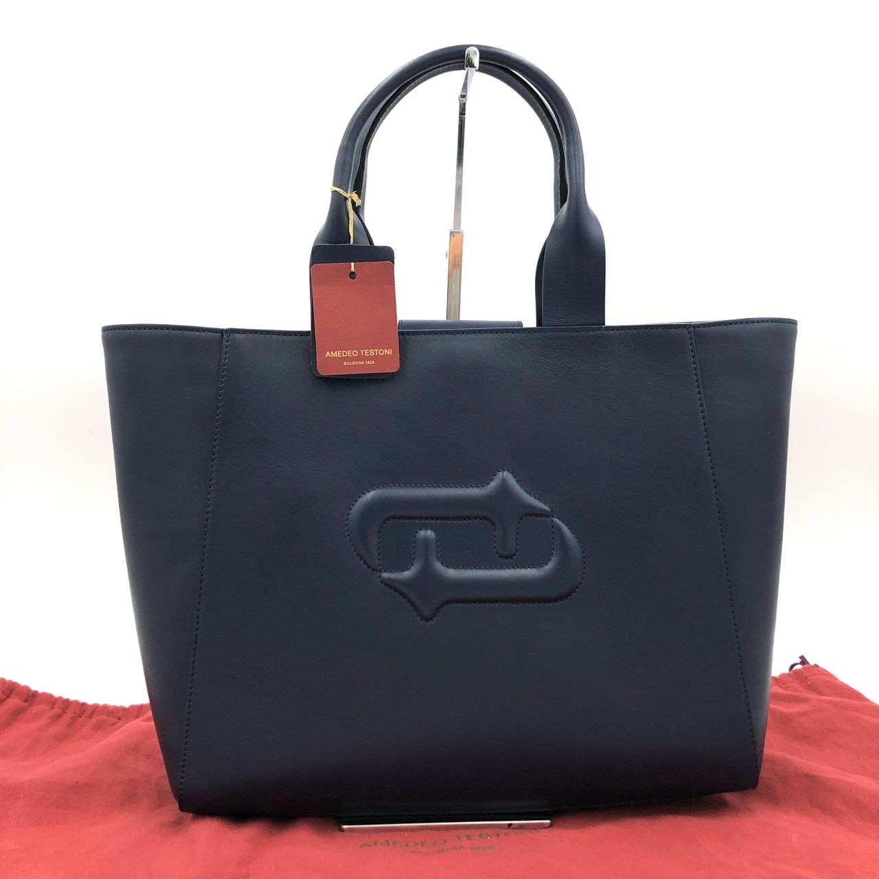 新品未使用 アメディオテストーニ レザー トートバッグ ネイビー 紺