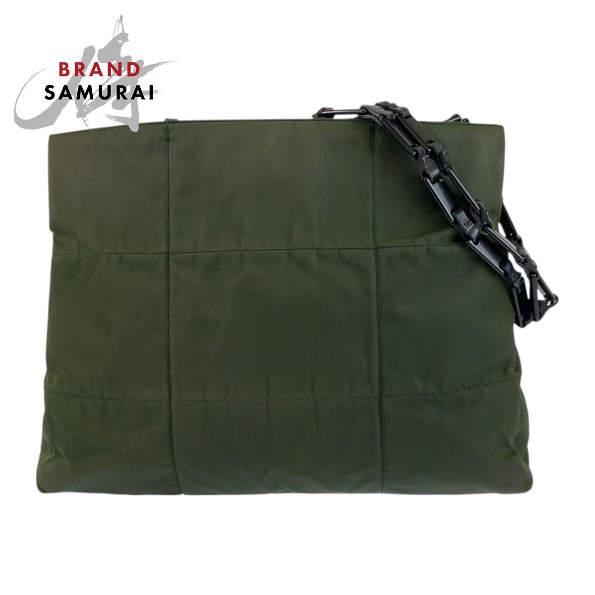 PRADA プラダ グリーン ブラック ナイロン/プラスチック トートバッグ