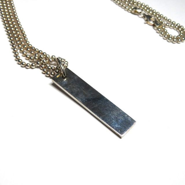 中古 グッチ ダブルボールチェーンネックレス プレート シルバー925