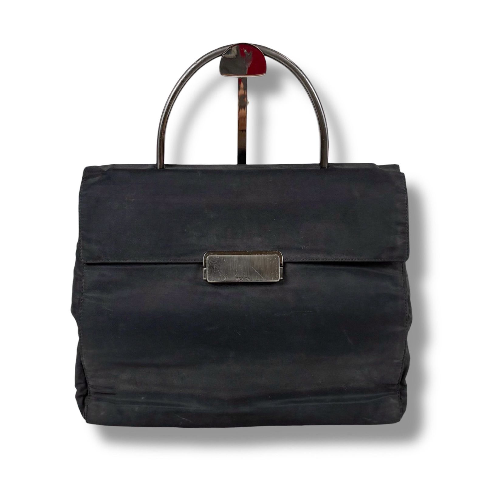 プラダ PRADA メタルハンドル トップハンドルバッグ ハンドバッグ 