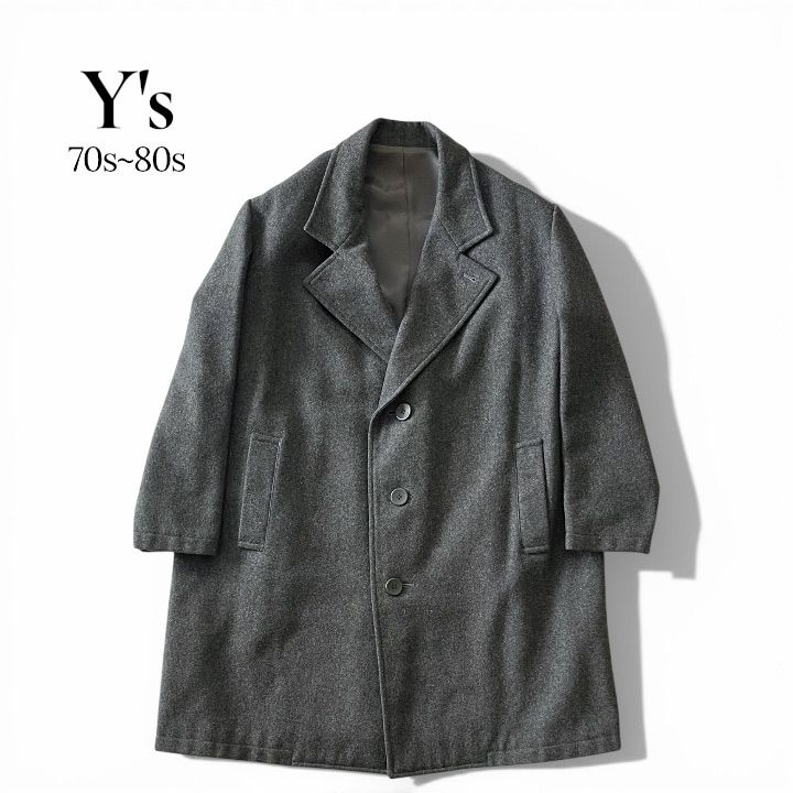 70s～80s Y's ワイズ 初期タグ ウールチェスターコート 3B グレー