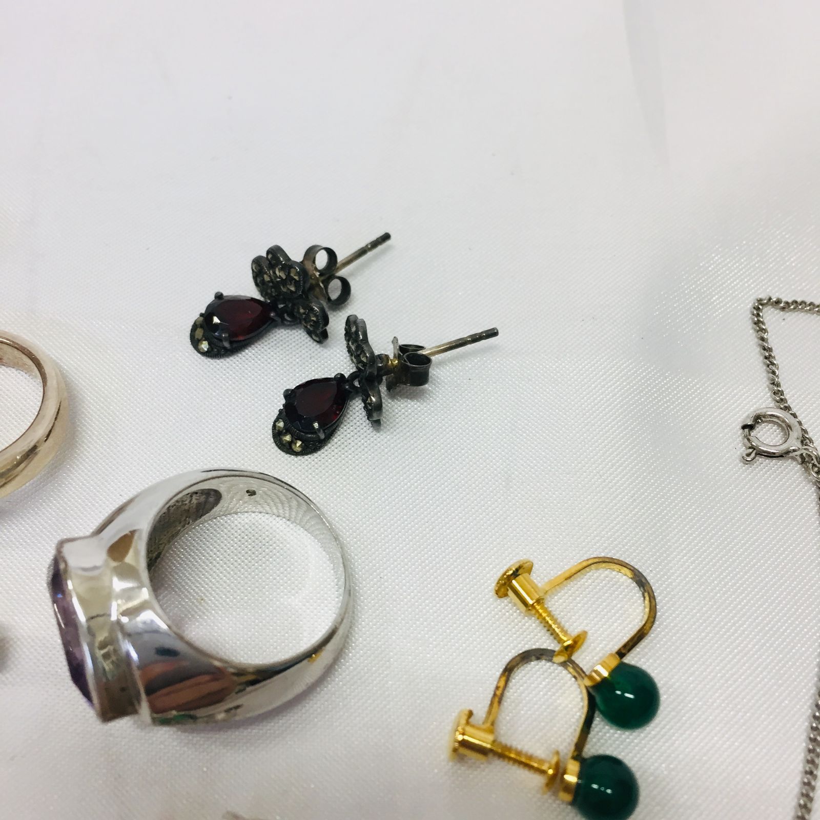 S【ヴィンテージ】シルバーアクセサリー リング ネックレス セット 石