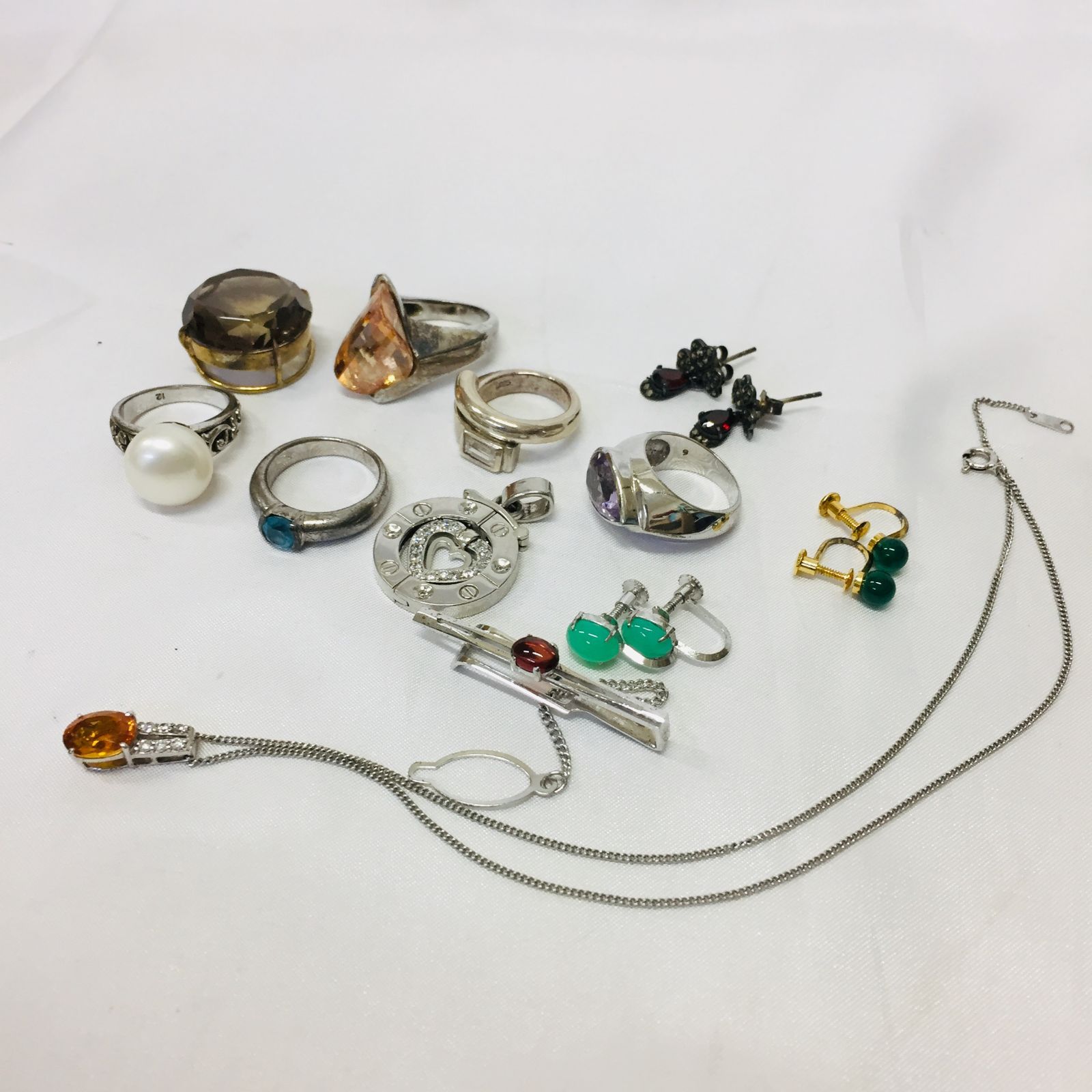 S【ヴィンテージ】シルバーアクセサリー リング ネックレス セット 石