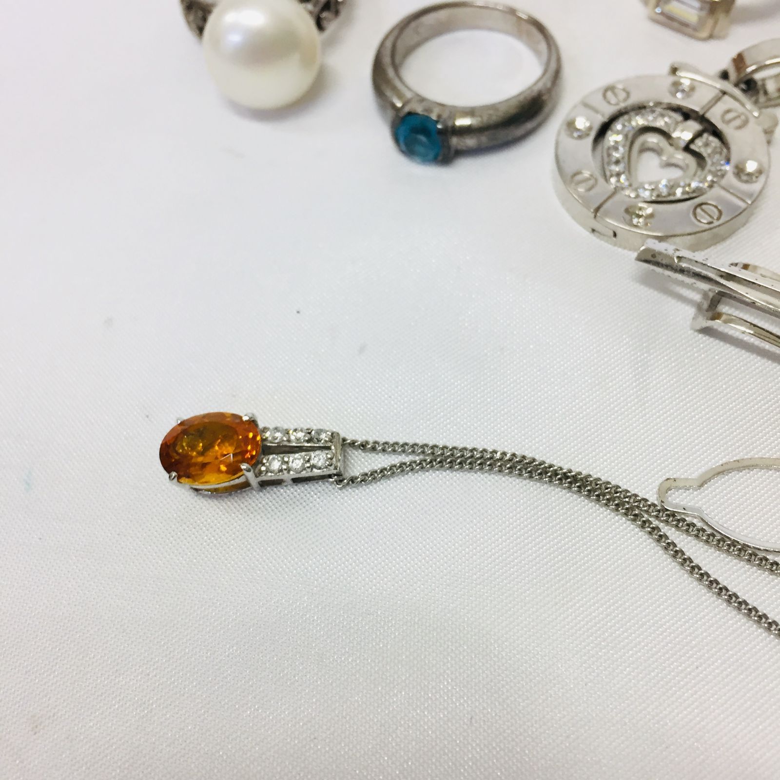 S【ヴィンテージ】シルバーアクセサリー リング ネックレス セット 石