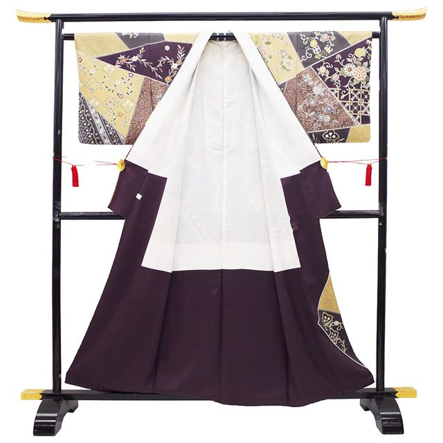 新古品】 訪問着 着物 未使用 フォーマル 正絹 袷 手描き友禅 金駒刺繍