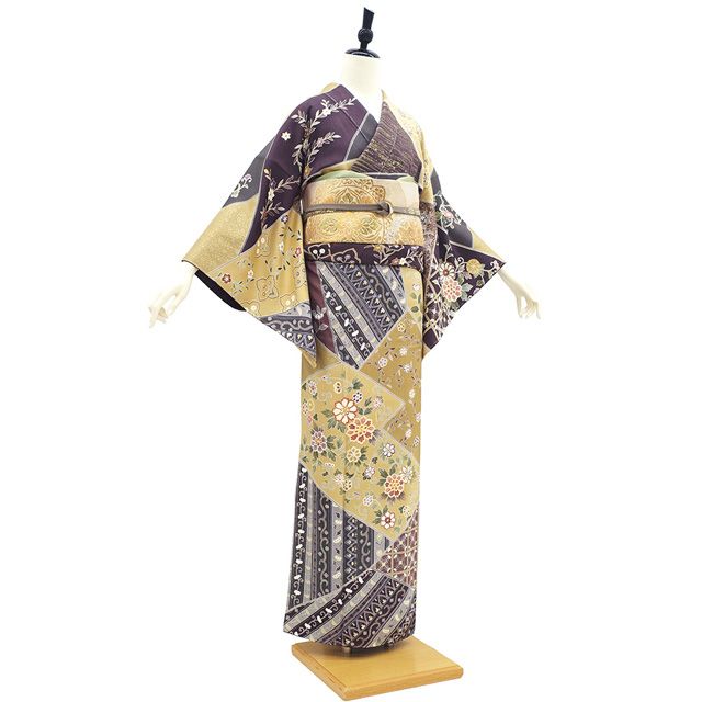 新古品】 訪問着 着物 未使用 フォーマル 正絹 袷 手描き友禅 金駒刺繍