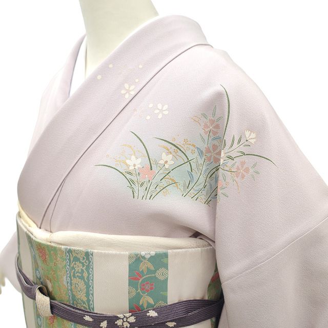 新古品】 訪問着 着物 未使用 フォーマル 正絹 袷 手描き友禅 金駒刺繍