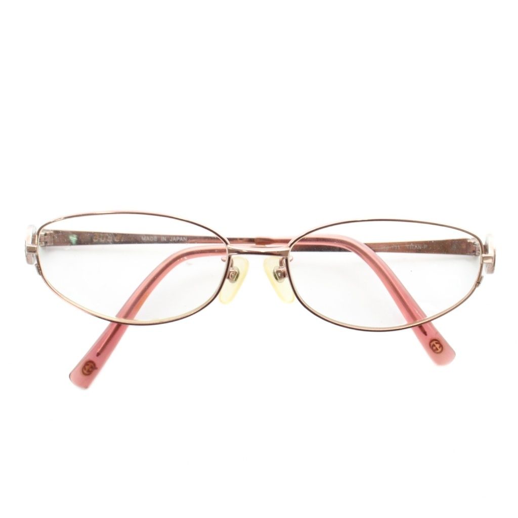 グッチ GUCCI 眼鏡 メガネ 度入り チタンフレーム オーバル ロゴ 52