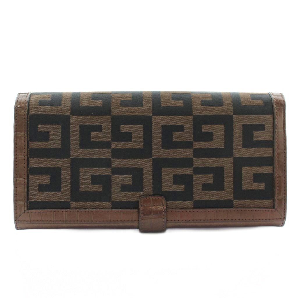 ジバンシィ GIVENCHY 長財布 がま口 二つ折り キャンバス レザー 4G