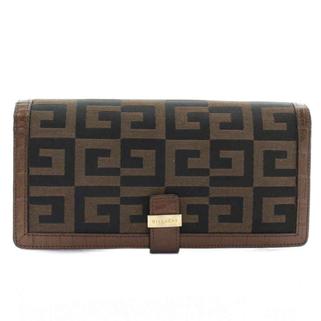ジバンシィ GIVENCHY 長財布 がま口 二つ折り キャンバス レザー 4G