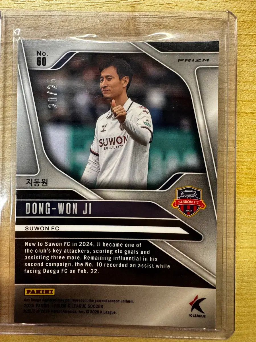 2025 パニーニ プリズム Kリーグ SUWON FC チ・ドゥウォン 模造 25限定