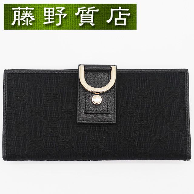 美品）グッチ GUCCI アビー 長財布 GGキャンバス レザー ブラック 黒