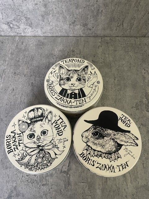 中古】TEAPOND ﾃｨｰﾎﾟﾝﾄﾞ 紅茶缶 缶 ﾋｸﾞﾁﾕｳｺ ｲﾗｽﾄ ﾎﾞﾘｽ雑貨店 ﾍﾞｰｼﾞｭ