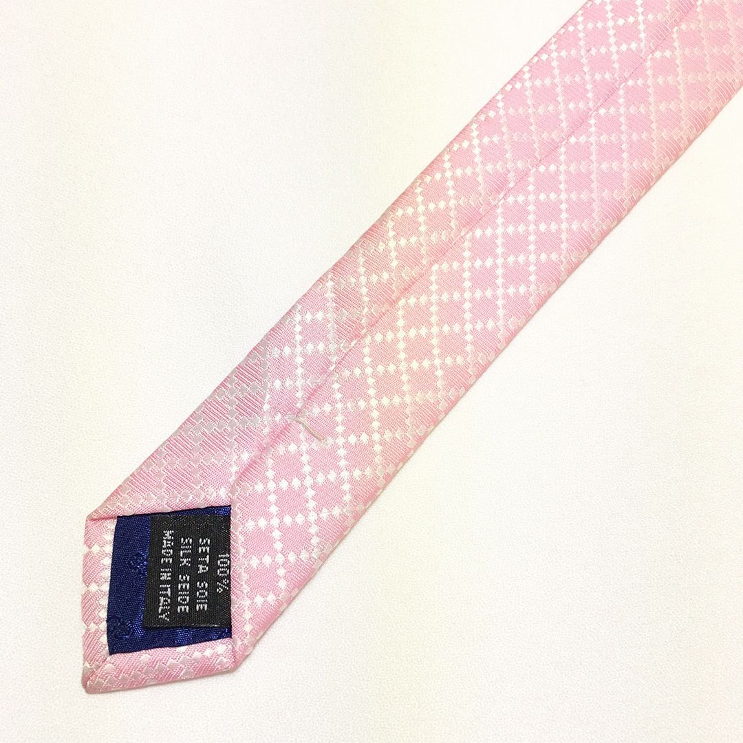 未使用級 グッチ GUCCI ネクタイ シルク100% ピンク / ホワイト