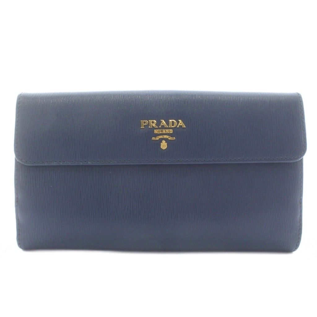 たまねぎかなこ  PRADAプラダ 三つ折り長財布 プラダ PRADA 長財布 三つ折り 牛革 サフィアーノレザー Wホック ロゴ