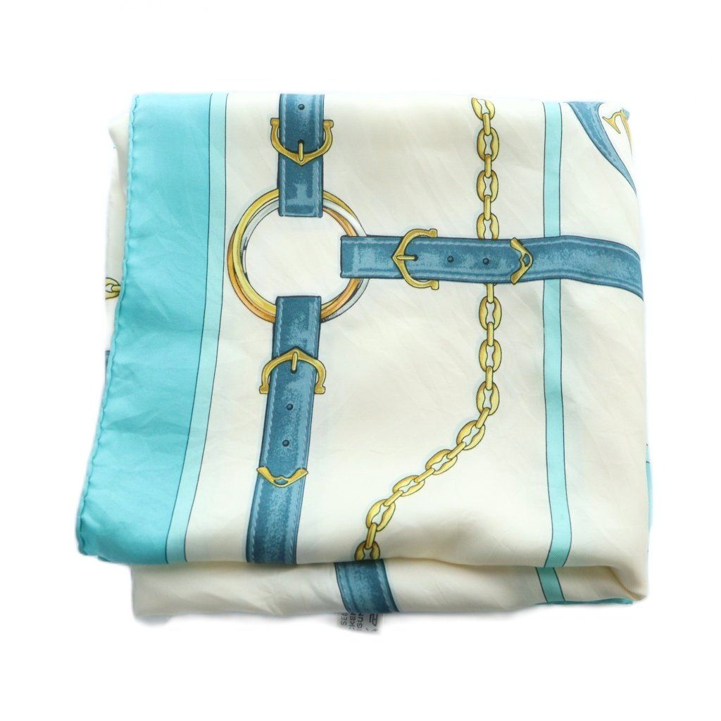 カルティエ Cartier 大判スカーフ ストール 絹 シルク ロゴ チェーン