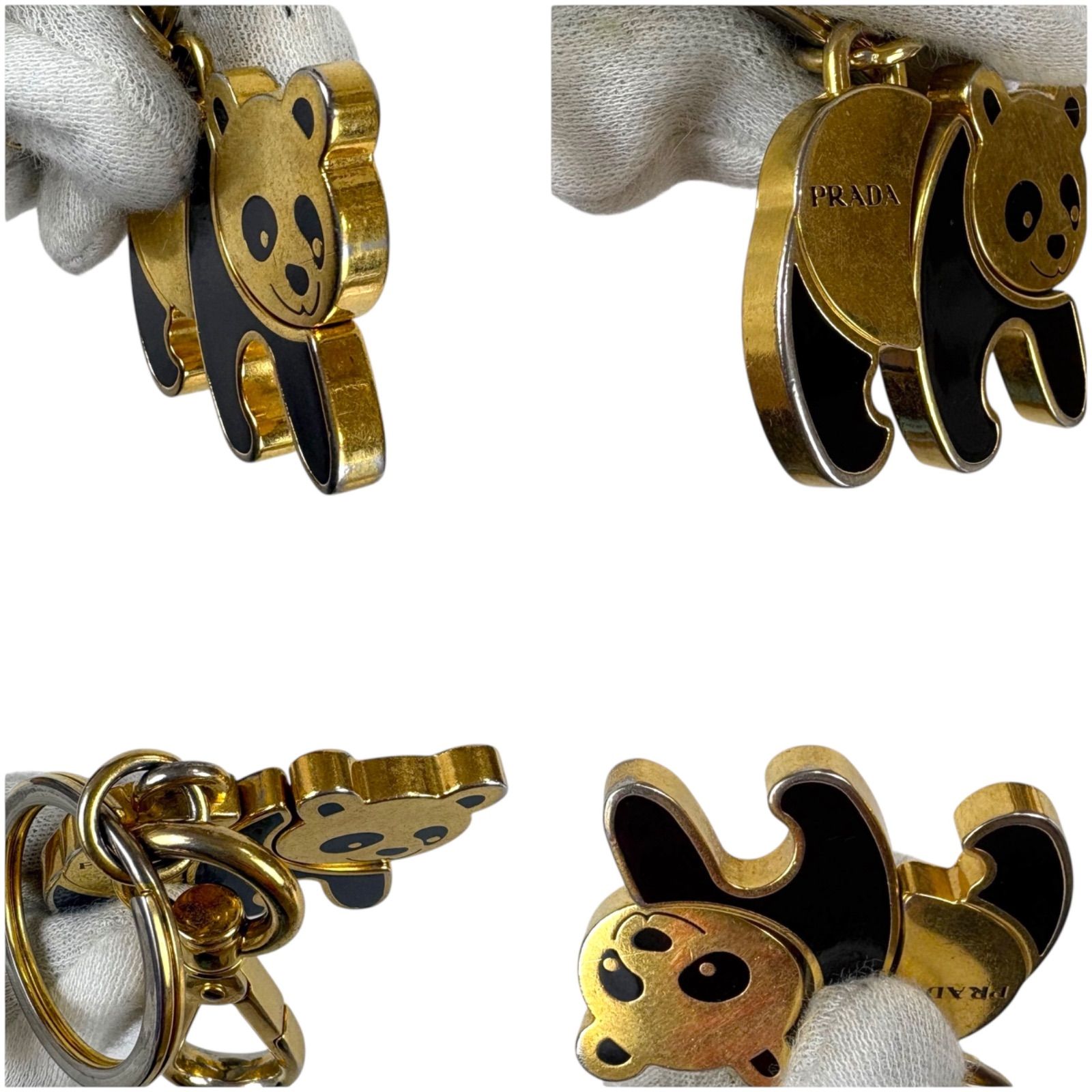 プラダ PRADA パンダモチーフ キーリング バッグチャーム キーホルダー