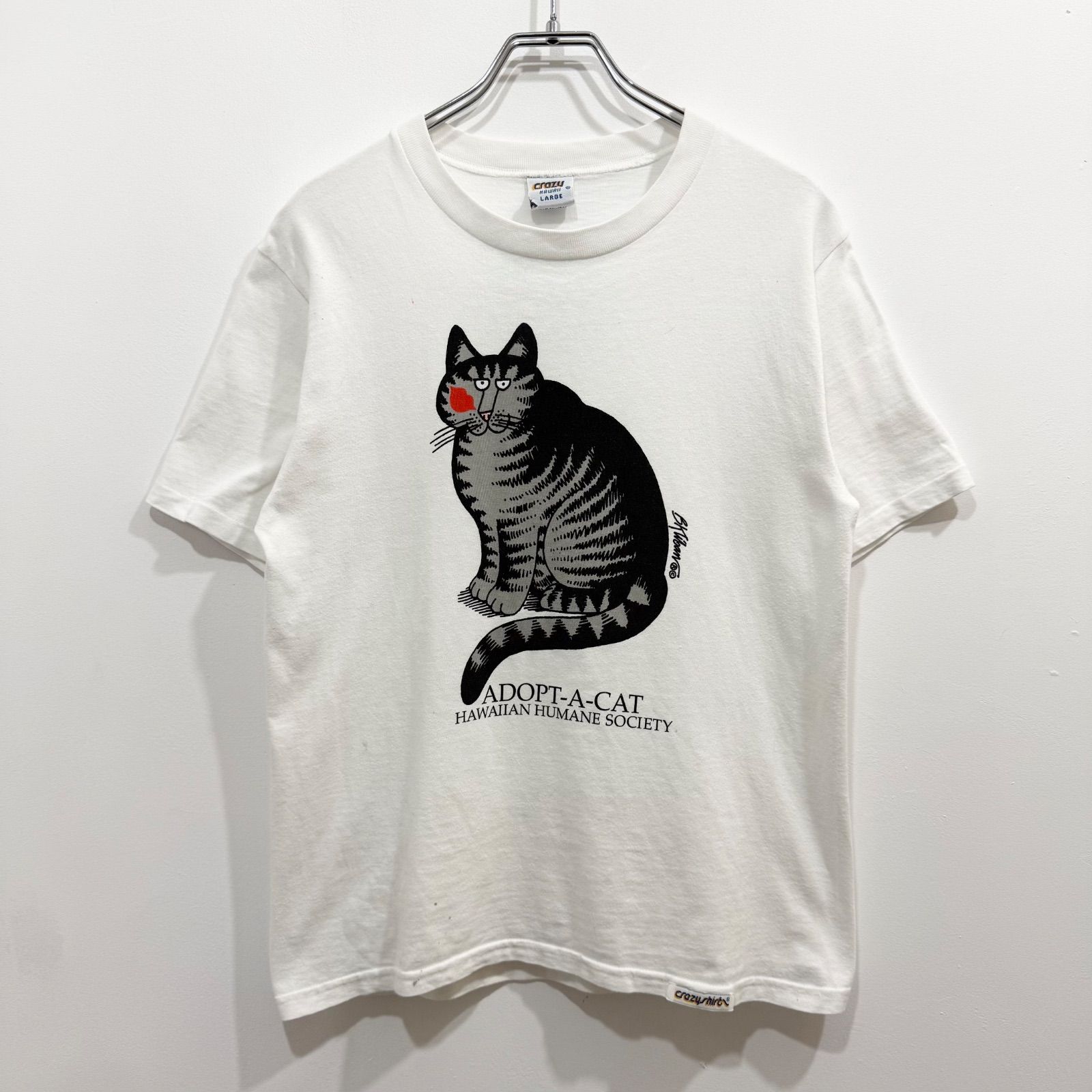 クリバンキャット 90s USA製 半袖Tシャツ ホワイト サイズL【送料込み 