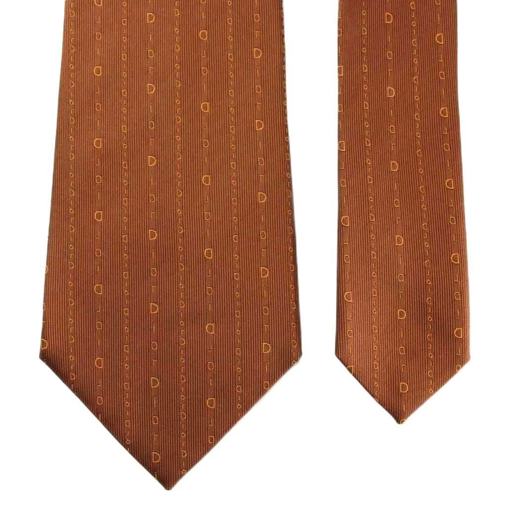ディオール Dior ネクタイ 絹 シルク レギュラータイ ロゴ 総柄 茶色