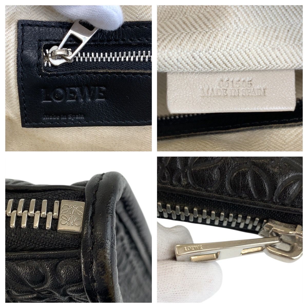 美品 LOEWE ロエベ リピートアナグラム ブラック 黒 シルバー金具