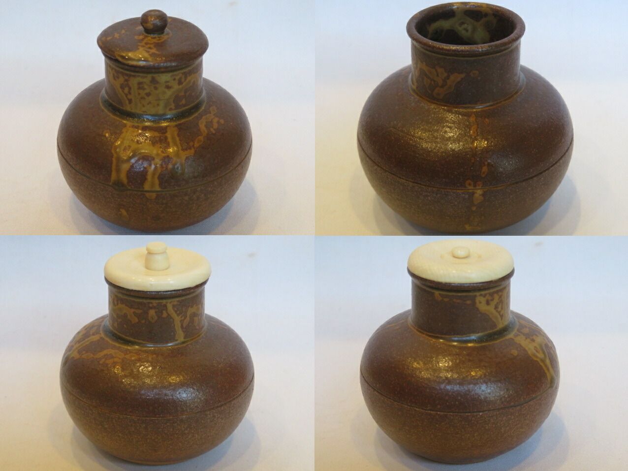 決算）韓国人間文化財 李殷九作 高麗 柿天目茶入 共蓋添 和物唐物上蓋