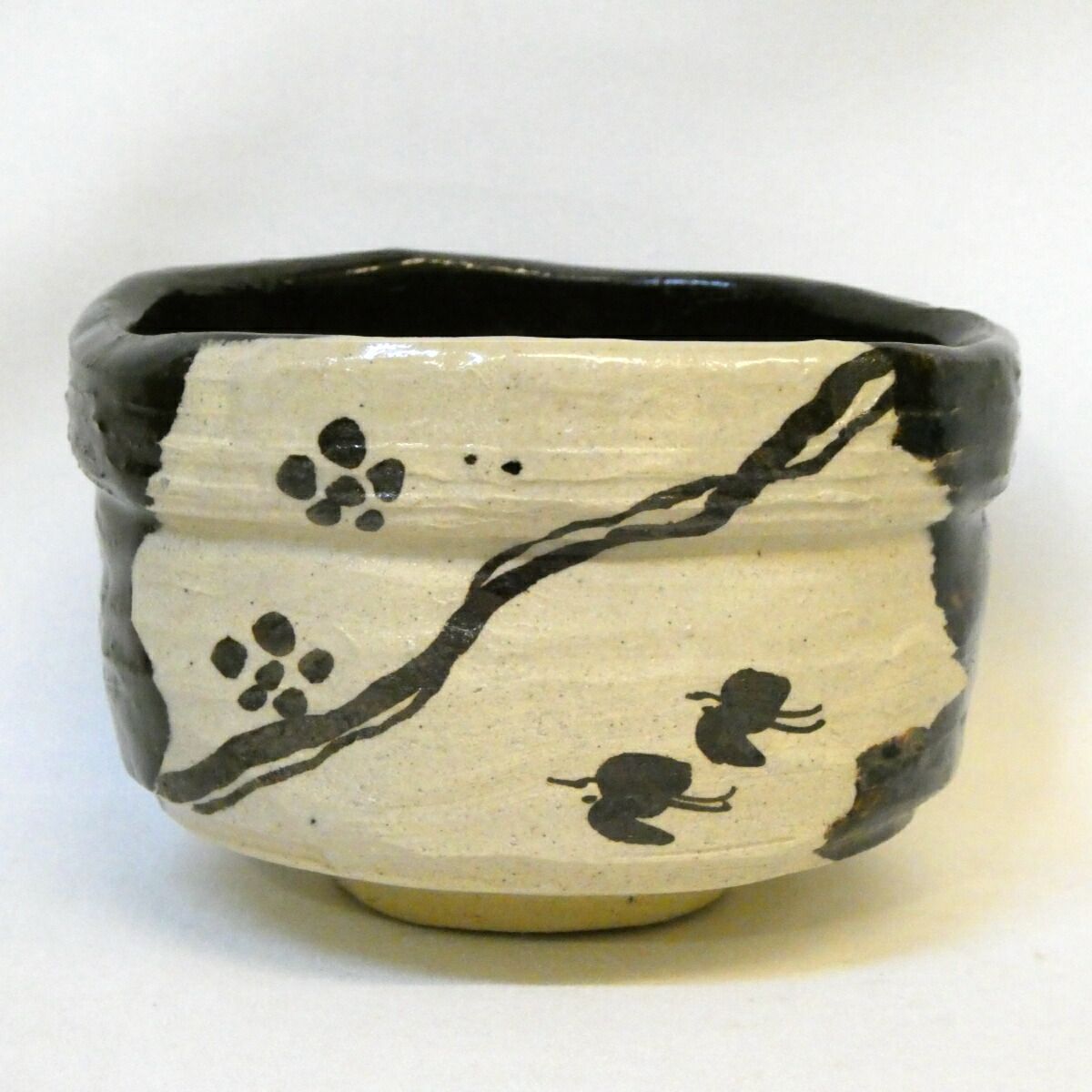 二月の特売品】瑞光窯 佐々木八十二作 黒織部 茶碗 茶道具【中古 美品