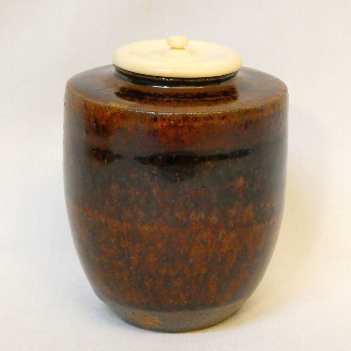 仕覆二つ】山十窯 加藤光右衛門作 瀬戸 肩衝茶入 眼鏡箱 宮内間道 二重