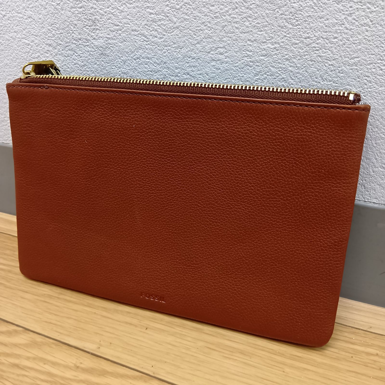 大丸購入■鍵付き■ フォッシル FOSSIL クラッチバッグ　スエードレザー FOSSIL フォッシル リストレット クラッチバッグ クラッチ ブラウン