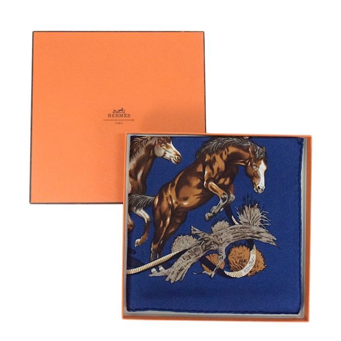 エルメス HERMES スカーフ カレ 90 シルク 100% Les Mustangs / 野生馬