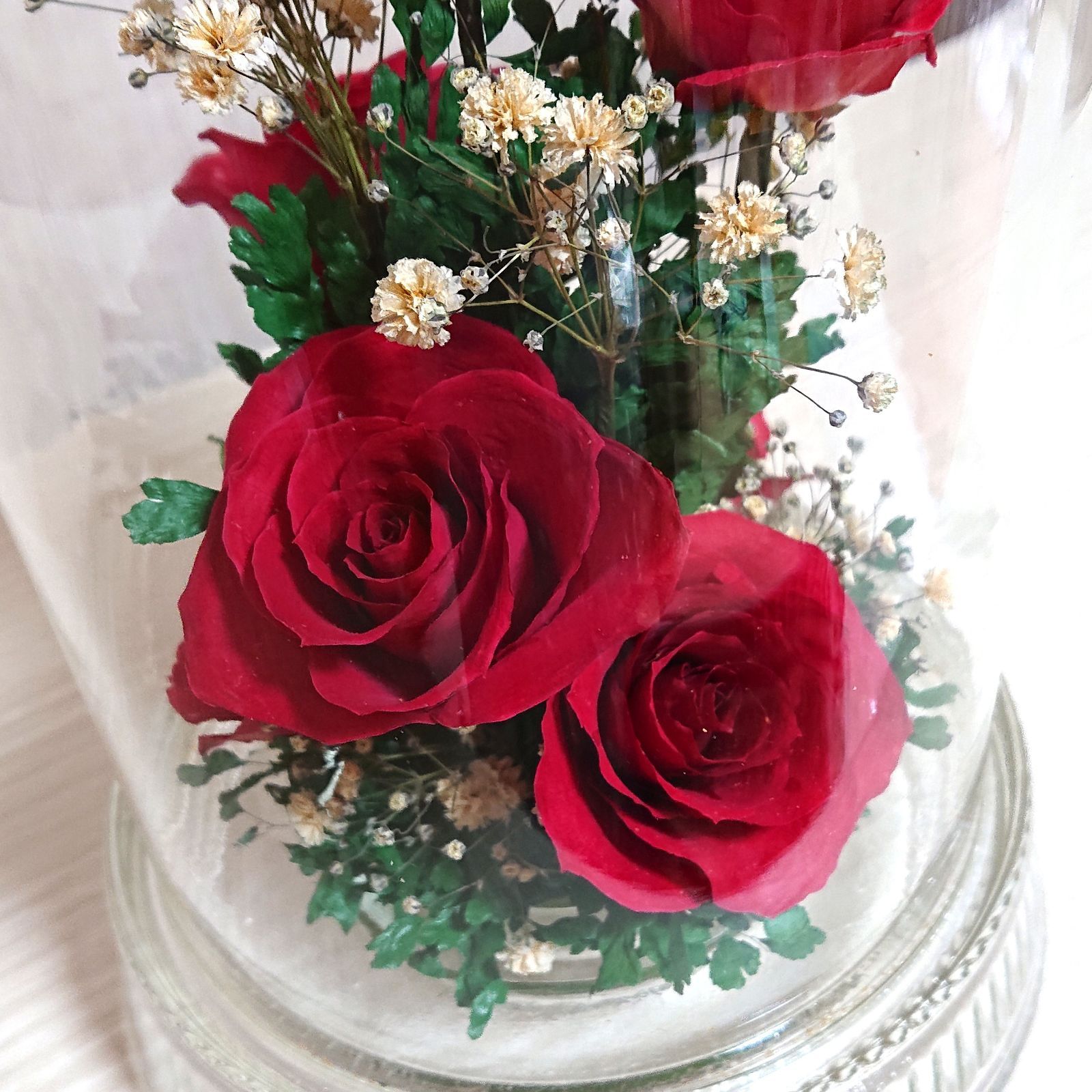 レンデフロール プリザーブドフラワー 薔薇 バラ かすみ草 カスミソウ