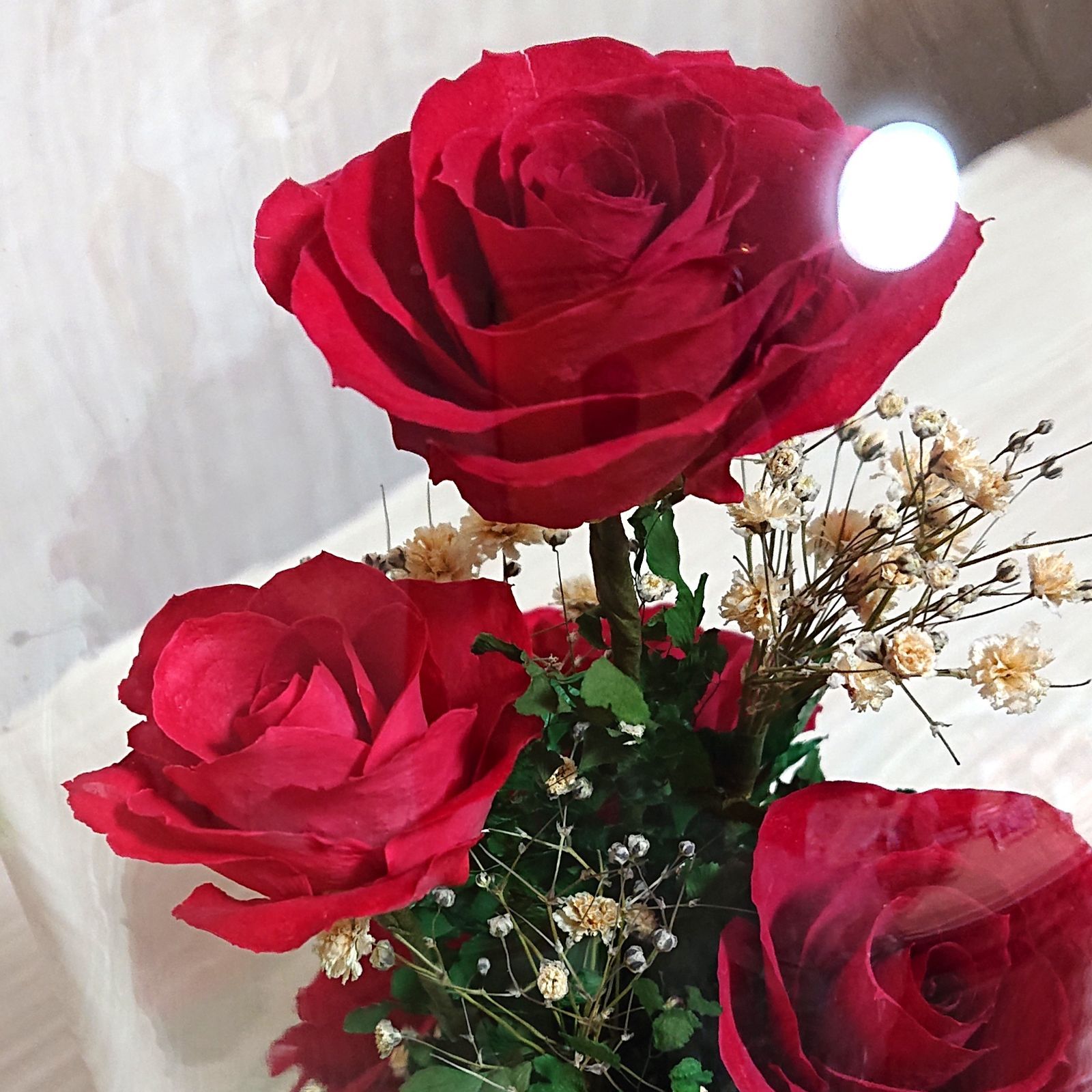 レンデフロール プリザーブドフラワー 薔薇 バラ かすみ草 カスミソウ