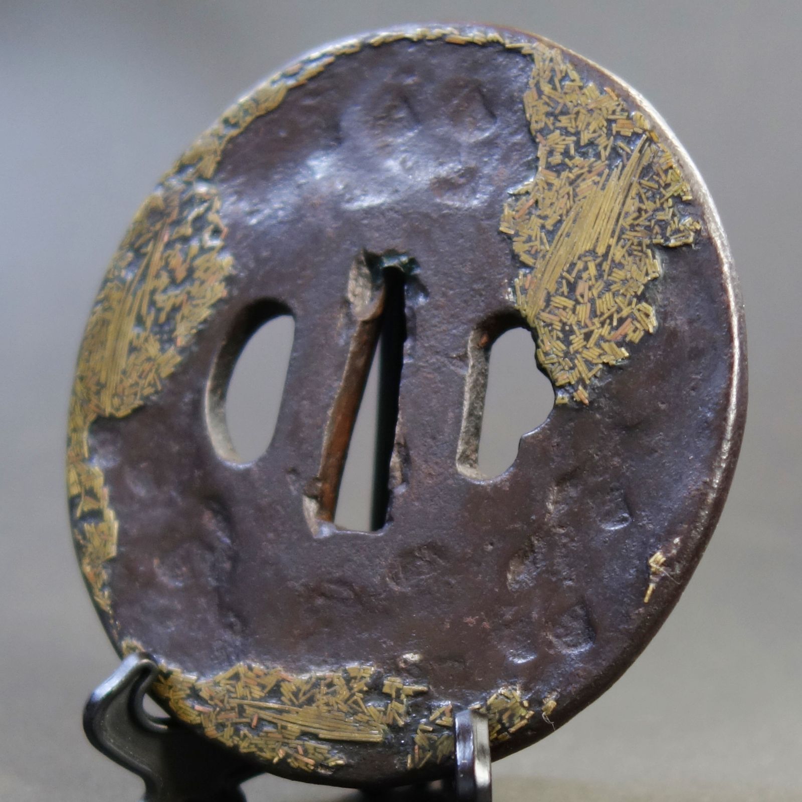 骨董逸品【天法鍔 鉄地 吹寄象嵌】 日本刀 刀装具 鍔 鐔 武具 江戸