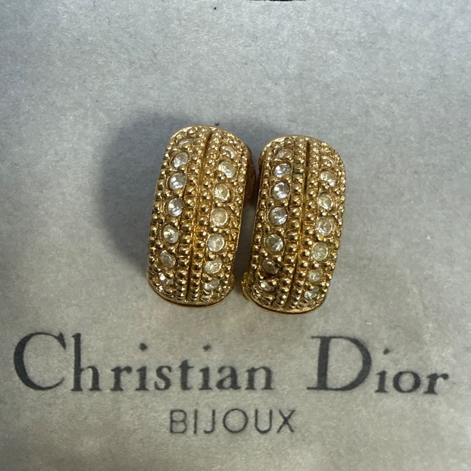 Christian Dior クリスチャンディオール ラインストーン付きゴールド