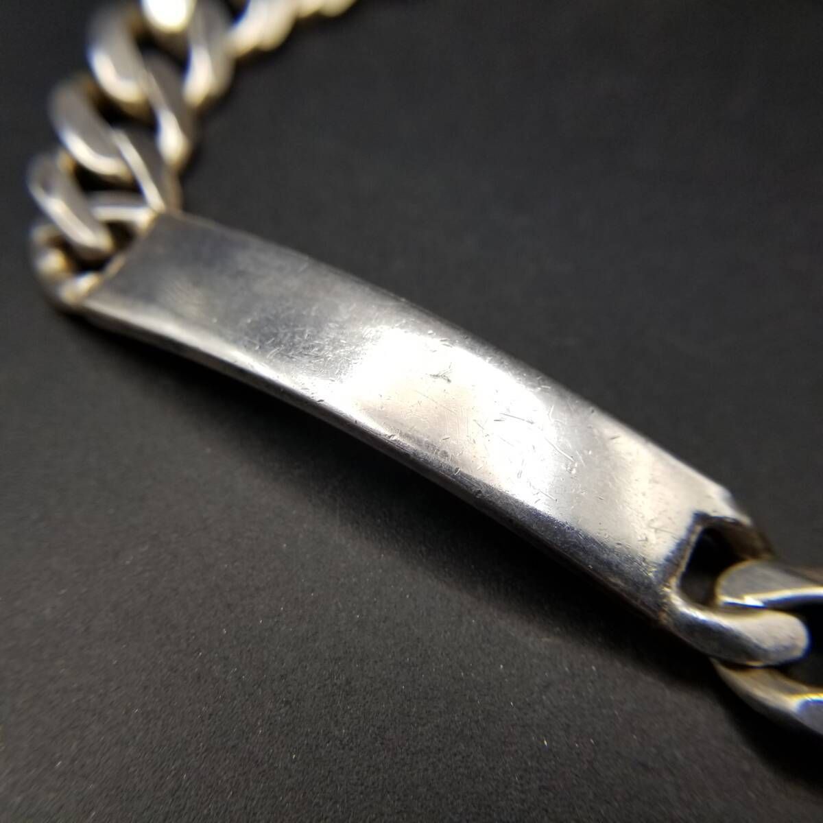 希少　ヴィンテージ　925 シルバー 喜平　アンティーク　ブレスレットアメリカ IDタグ 長方形プレート 925 シルバー ヴィンテージ ブレスレット 銀