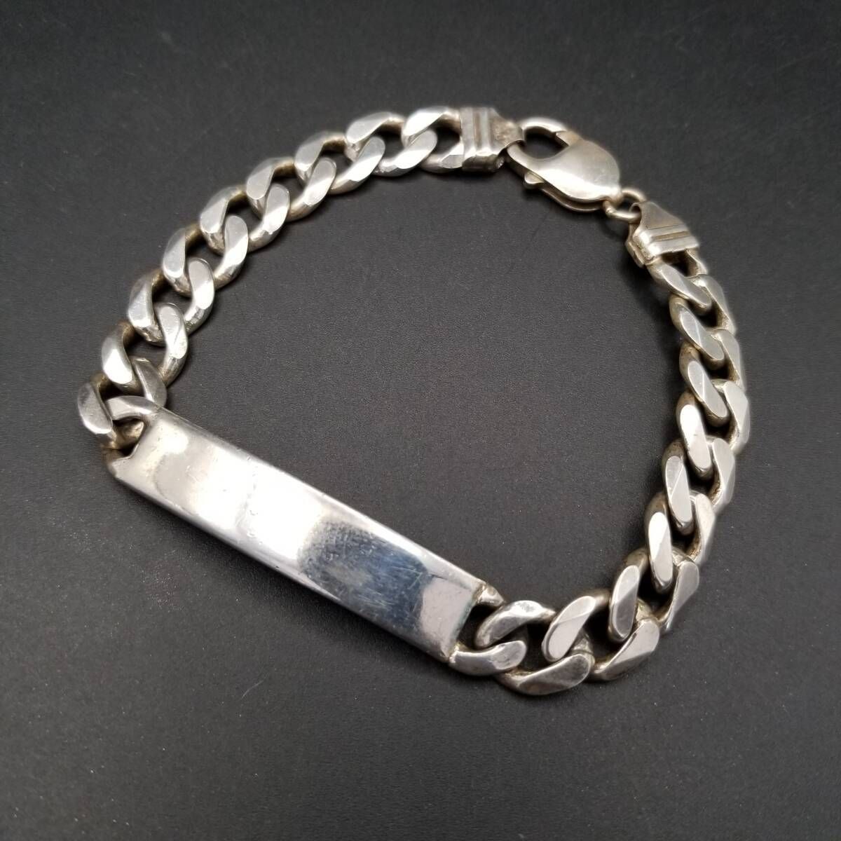 IDタグ 長方形プレート 925 シルバー ヴィンテージ ブレスレット 銀