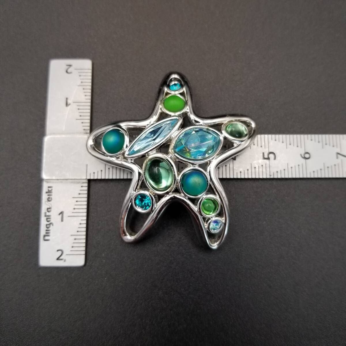 90's Monet 青いラインストーンのヒトデ ヴィンテージ ブローチ 立体