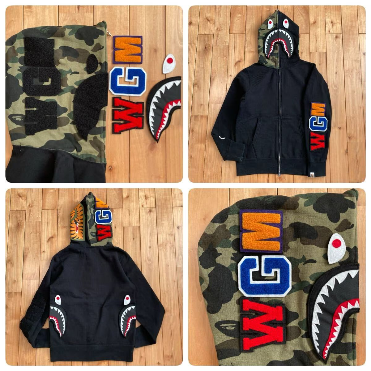 DETACHABLE シャーク パーカー Sサイズ Black shark full zip hoodie a 
