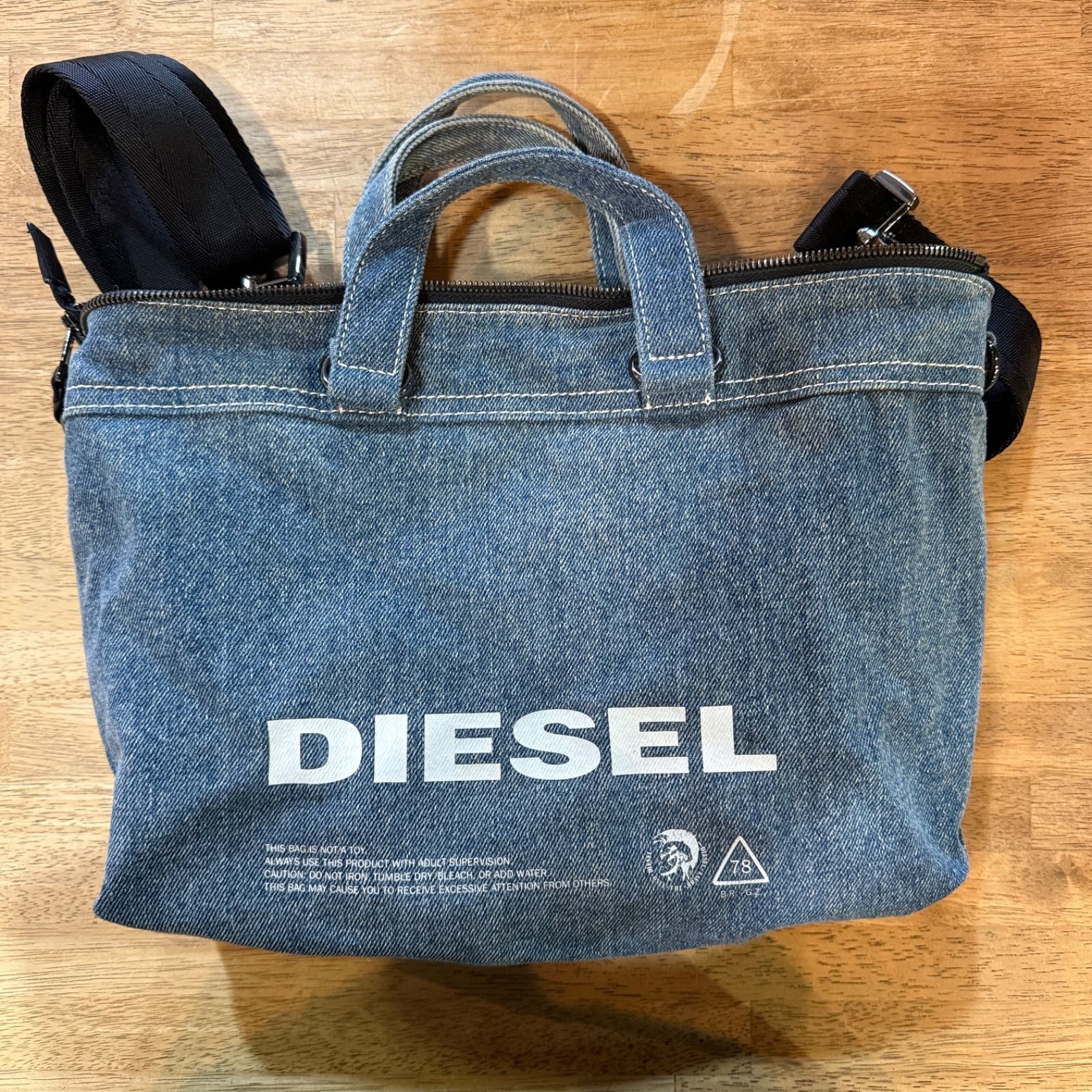 diesel トートバッグ デニム DIESEL デニムレザートートバッグ 中型