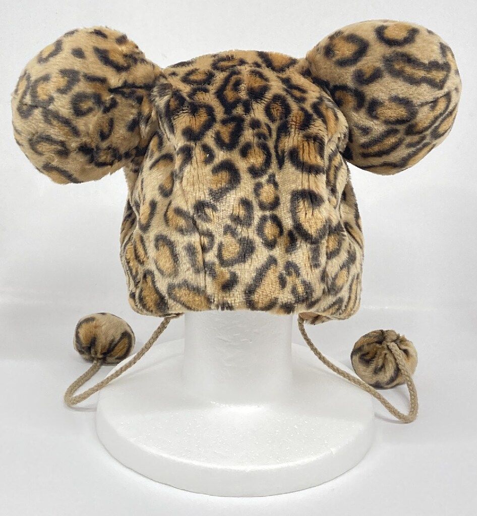 東京ディズニーリゾート 耳付きファンキャップ/茶 ヒョウ柄（ミニー