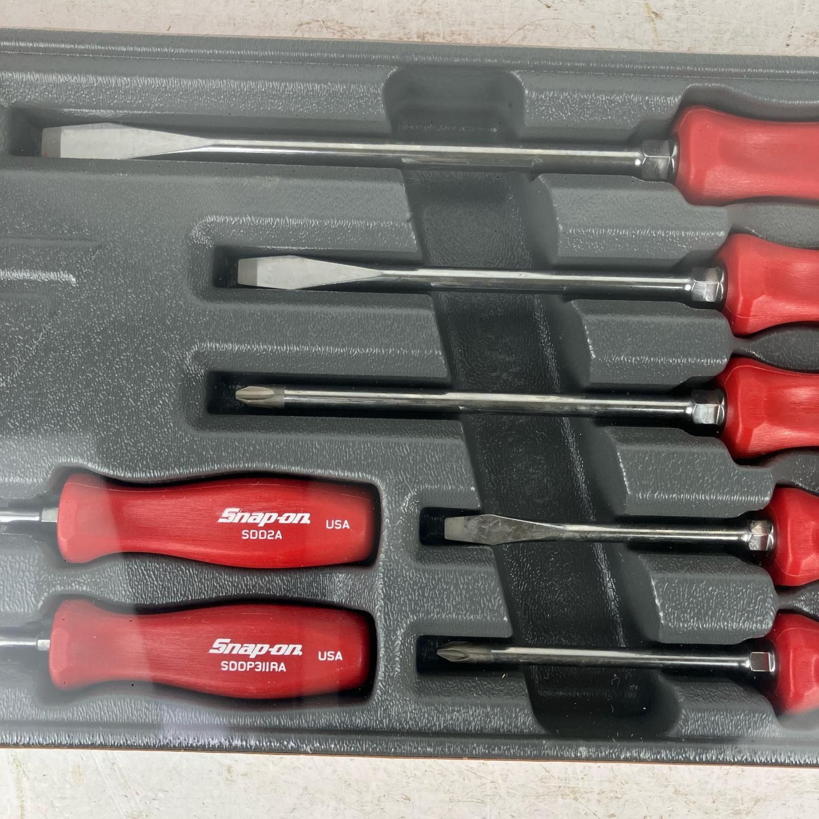  ЗЗSnap-on スナップオン クラシックグリップドライバーセット 旧グリップ トレー付 レッド ドライバーセット ドライバー