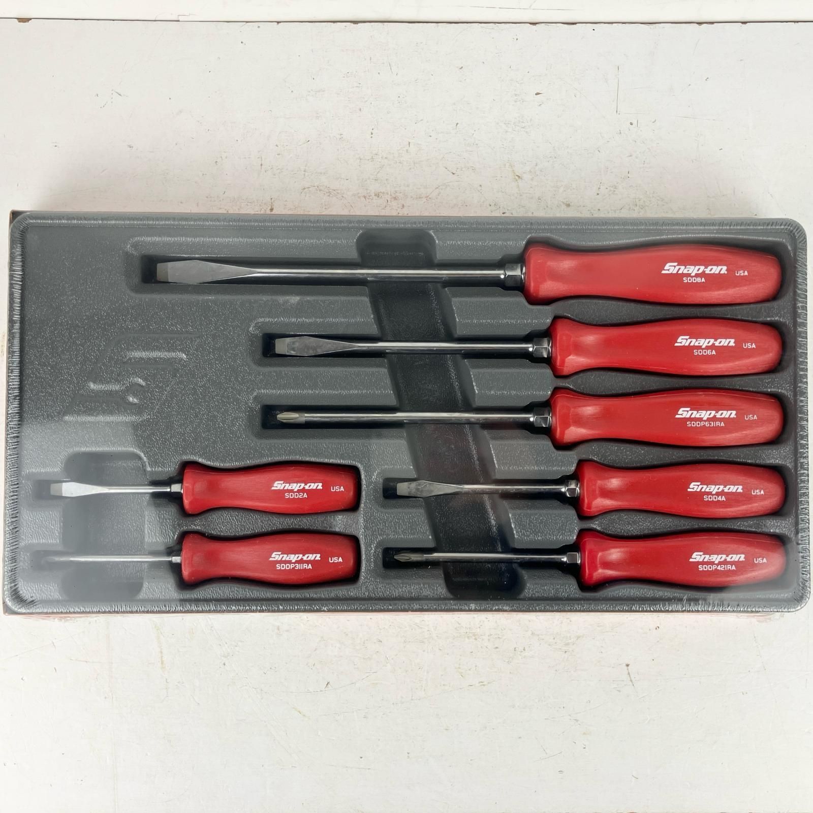ЗЗSnap on スナップオン クラシックグリップドライバーセット 旧グリップ トレー付 レッド
