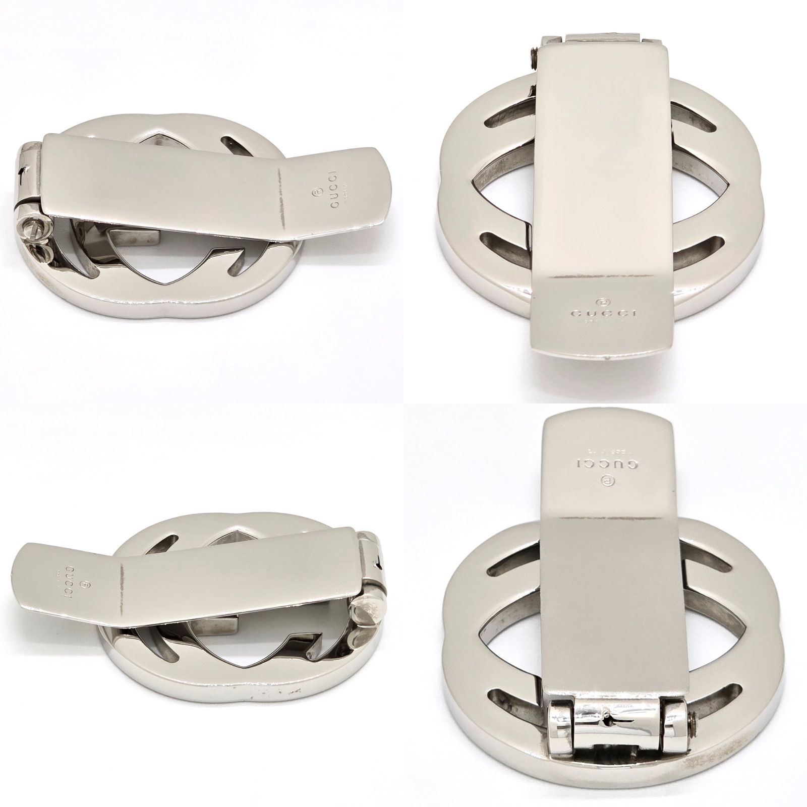 GUCCI グッチ インターロッキングG マネークリップ ブラック/シルバー